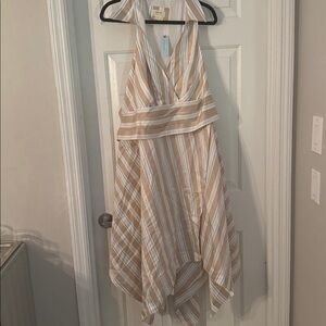 Maeve Beige and White Striped Dress